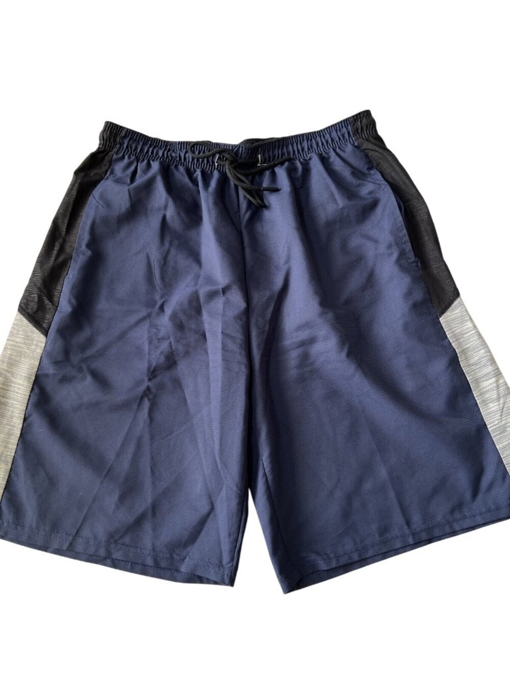 Game Time Mens Navy/Black/Gray Swim Trunks With Drawstring Waist L